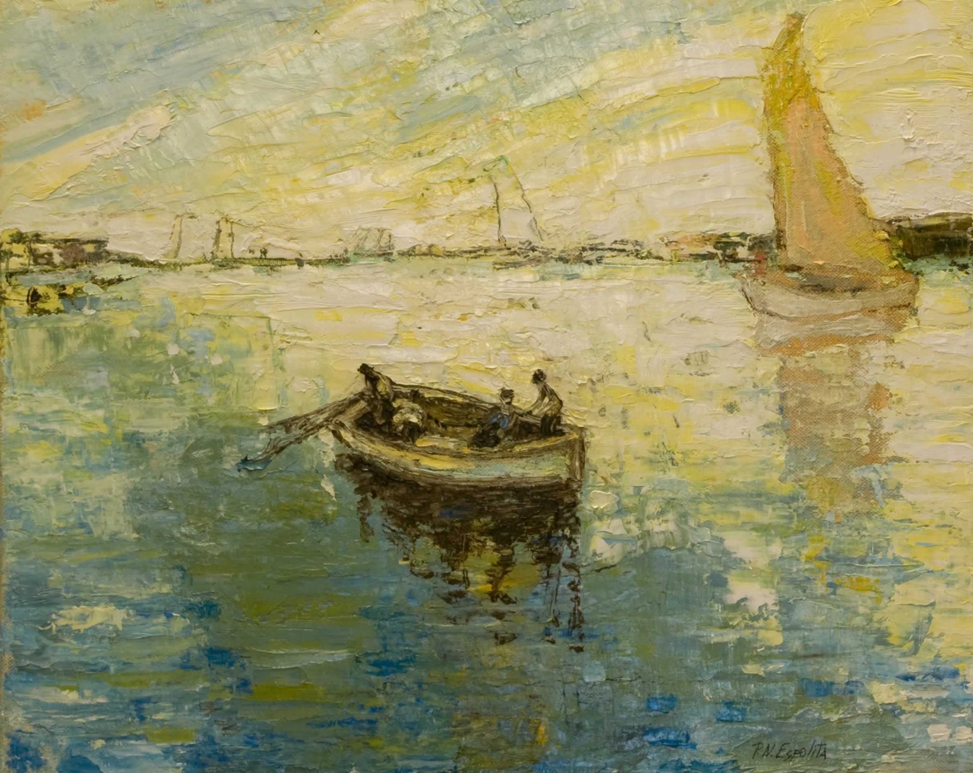 lanscape with fishermen